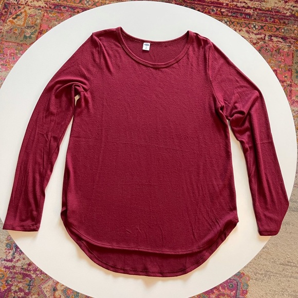 Old Navy Tops - Old Navy Long Sleeve Maroon Tunic Hem Top